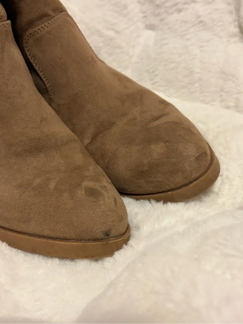 Old Navy Women's Mocha Latte Suede Ankle Boots - Classic Zip Western Style